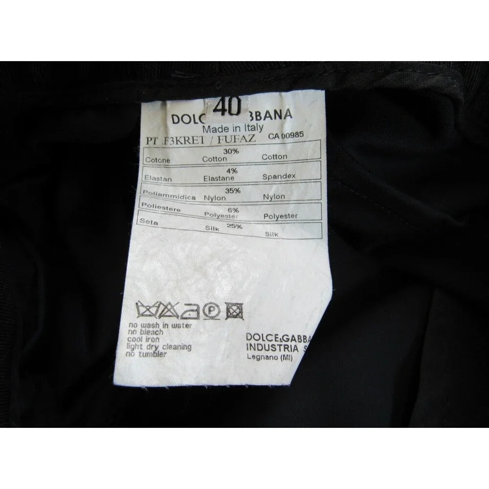 Dolce & Gabbana Black Straight Leg Silk Blend Made in Italy Pants Size 40 EUC